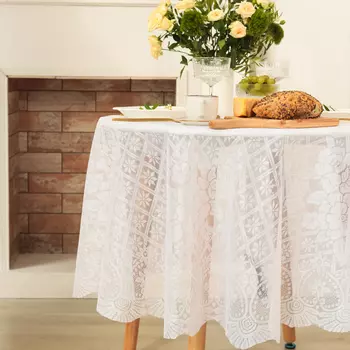Скатерть «Доляна. Ажур», белая, d=180±5 см, 100% п/э