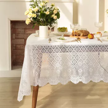 Скатерть Доляна Ажур, цвет белый 140200 ± 5 см, 100%п/э