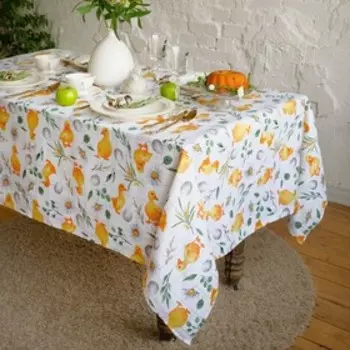 Скатерть Доляна Duckling, 149110 см, 100% хлопок, рогожка 164 г/м