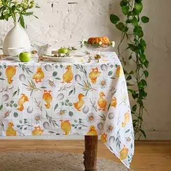 Скатерть Доляна Duckling, 149180 см, 100% хлопок, рогожка 164 г/м