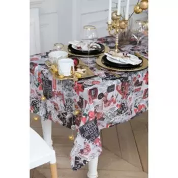 Скатерть новогодняя Доляна Новогодний коллаж 145х220см,100% п/э, оксфорд 210 гр/м2