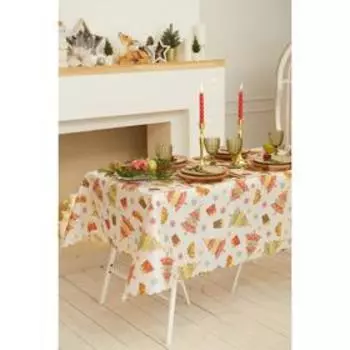 Скатерть новогодняя Доляна "Чудесного праздника" 145*300 +/- 2 см, 100% п/э