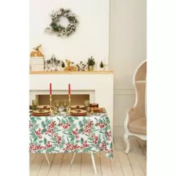 Скатерть новогодняя Доляна "Сhristmas berries" 145*220 +/- 2 см, 100% п/э