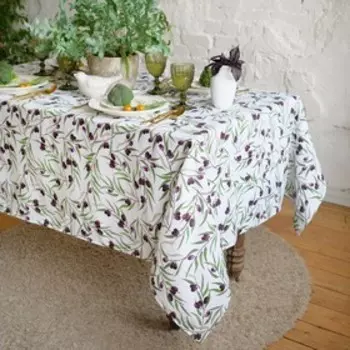 Скатерть Доляна Olives 149х250 см, 100% хлопок, рогожка 164 г/м2