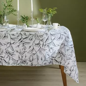 Скатерть «Доляна» Plant leaves, 146220 см, 100% хлопок, рогожка 164 г/м