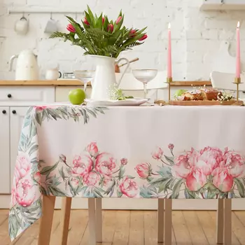 Скатерть «Доляна. Рeonies flowers 145180 +/- 3 см, 100% п/э