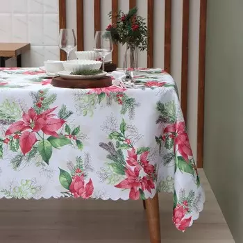 Скатерть новогодняя Доляна "Рождественский букет" 145*220 см, 100% п/э