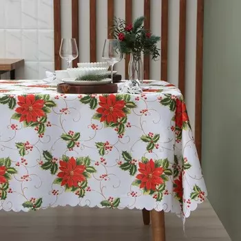 Скатерть новогодняя Доляна "В преддверии Рождества" 110*145 см, 100% п/э