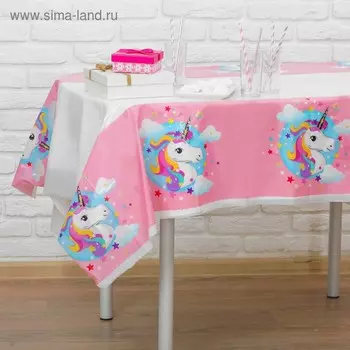 Скатерть «Единорог», 108х180 см, цвет розовый