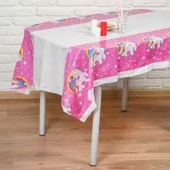 Скатерть «Единорог», на розовом, 108 180 см