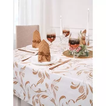 Скатерть Golden frost, размер 140х180 см, завитки, бежевый