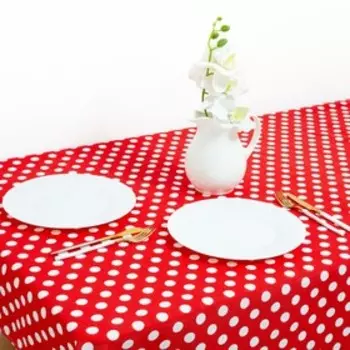 Скатерть Горох красный 150х220 см, рогожка 160 гр/м2