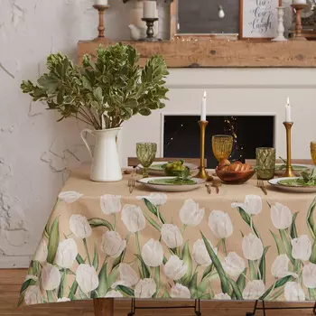 Скатерть «Этель. Белые тюльпаны», 149220 см, 100% хлопок, саржа 190 г/м