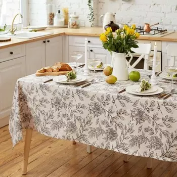 Скатерть «Этель» Black flowers, 149220 см, 100% хлопок, саржа 190 г/м