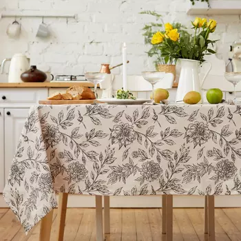 Скатерть «Этель» Black flowers, 149250 см, 100% хлопок, саржа 190 г/м