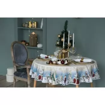 Скатерть новогодняя «Этель» Christmas time, d=150 см +/-3 см с ГМВО, 100% хлопок, саржа 190 г/м