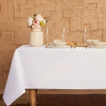Скатерть Этель Cozy, 150180 +/-3 см, белая, плотность 192 г/м, хл с ВГМО
