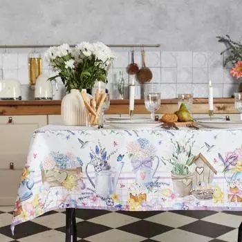 Скатерть Этель «Цыплята и куличи» 220147 см, 100% хлопок, саржа 190 г/м