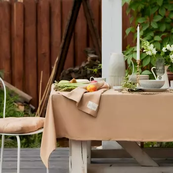 Скатерть «Этель» ECO, бежевая, 110136 см, 70% хлопок, 30% лён, 190 г/м