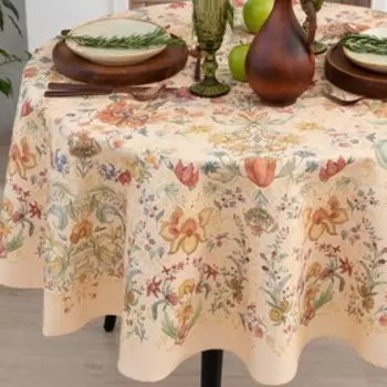Скатерть «Этель» Floral pattern, d=152 см, 100% хлопок с ГМВО, саржа 190 г/м