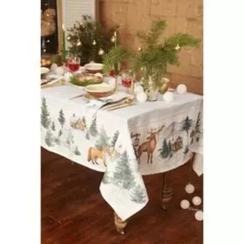Скатерть новогодняя "Этель" "Forest animals" Скатерть новогодняя 150х110 +/-2см с ГМВО, 100%хл, саржа 190гр/м2