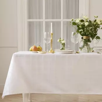 Скатерть «Этель» Geometry, овал, 150220 +/-3 см, белая, пл. 192 г/м, хлопок с ВГМО