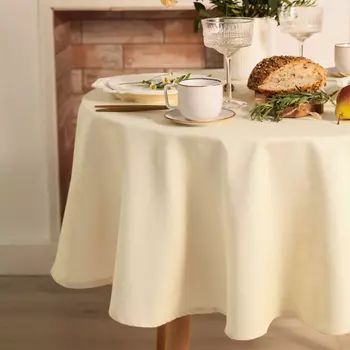 Скатерть Этель Home круглая 146 +/-2 см, цв. молочный, 100% хл, саржа 250 г/м2