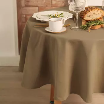 Скатерть «Этель» Kitchen, круглая, 146 +/-2 см, бежевая, 100% хлопок, саржа 250 г/м