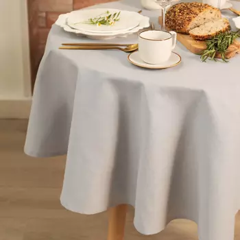 Скатерть Этель Kitchen круглая 146 см +/-2 см, цвет светло-серый, 100% хлопок, саржа 250 г/м