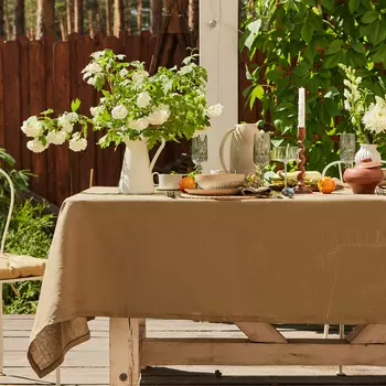 Скатерть «Этель» Linen collection khaki, 145250 см, 100% лён 210 г/м