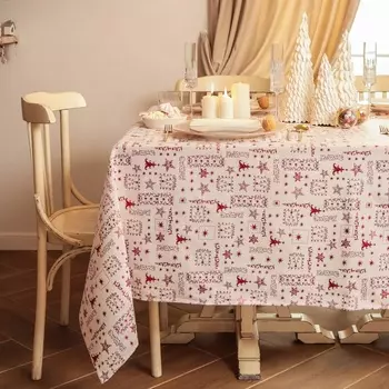 Скатерть новогодняя "Этель" Новогодняя 140*220 ±5 см, 80% п/э 20% лен, 120гр/м2