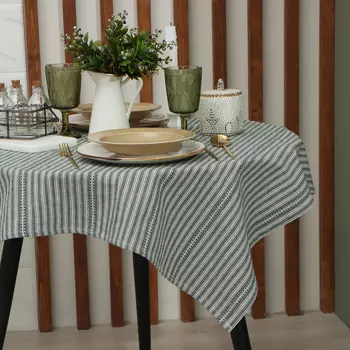 Скатерть Этель "Полосы", цв. зелёный, 76х76 см, 100% хл