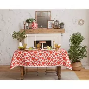 Скатерть "Этель" Red hearts 149х220см, 100% хлопок, саржа 190 г/м2
