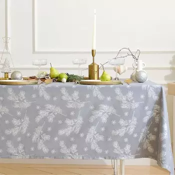 Скатерть новогодняя "Этель" "Серебряные ветки" 149х220 см, 100% хл, саржа 190 г/м2