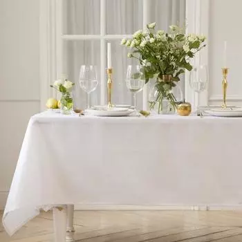 Скатерть «Этель» Shine, 150220 +/-3 см, белая, хлопок с ВГМО, 192 г/м