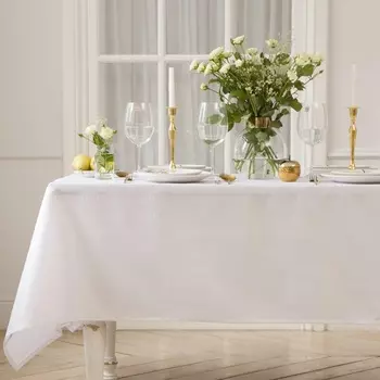 Скатерть «Этель» Shine, овал, 150220 +/-3 см, белая, пл. 192 г/м, хлопок с ВГМО