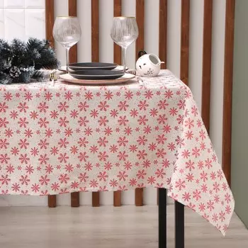 Скатерть новогодняя "Этель" Снежинки 100*140 ±5 см, 80% п/э 20% лен, 120гр/м2