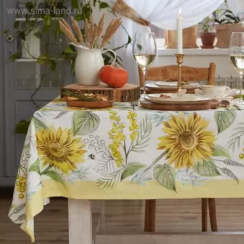 Скатерть «Этель. Солнечные цветы», 110147 см, 100% хлопок, саржа 190 г/м