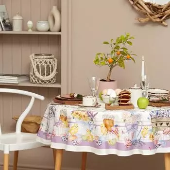 Скатерть Этель Spring easter d=214 см +/-3 см, 100% хлопок, саржа 190 г/м