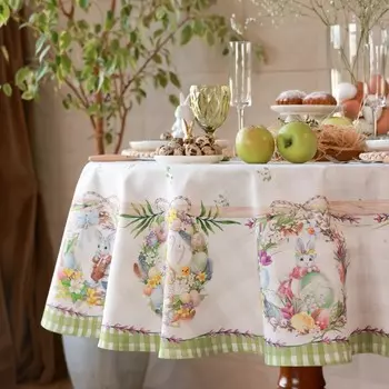 Скатерть Этель «Уютная пасха», d=148 см, саржа, хлопок, 190г/м2