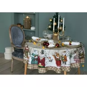 Скатерть новогодняя "Этель" Winter holidays d=220см +/-3см с ГМВО, 100% хл, саржа 190гр/м2