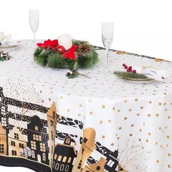 Скатерть новогодняя "Этель" Золотой город 147х220 см, 100% хл, саржа 190 гр/м2 с ГМВО