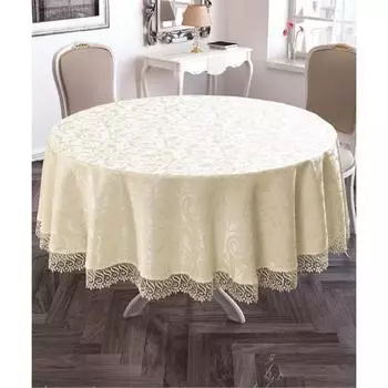 Скатерть круглая 160 см, цвет кремовый