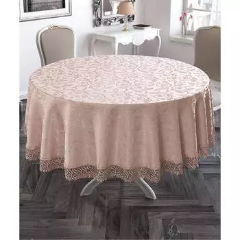 Скатерть круглая 160 см, цвет пудровый