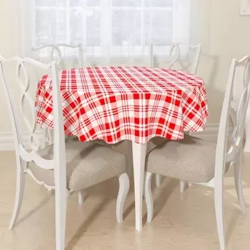 Скатерть круглая «Красная клетка», размер D145 см