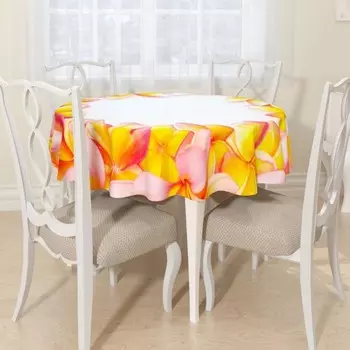 Скатерть круглая «Рамка из плюмерии», размер D145 см