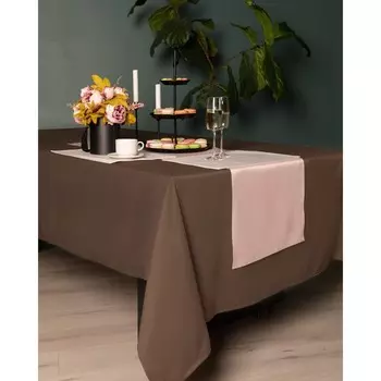 Скатерть круглая, размер 160х160 см, цвет кофе