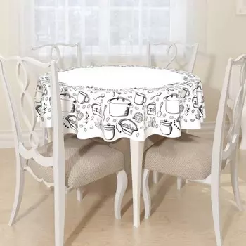 Скатерть круглая, размер шелковистая «Вкусный завтрак», размер D145 см