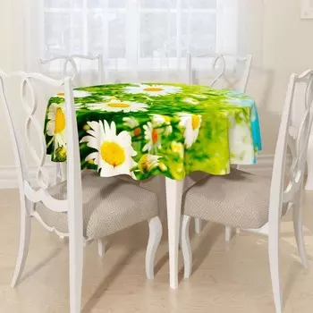 Скатерть круглая «Ромашки в зелени», размер D145 см