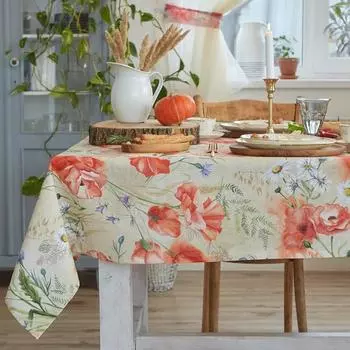 Скатерть Маки 220х147 см, 100% хлопок, рогожка 160 гр/м2